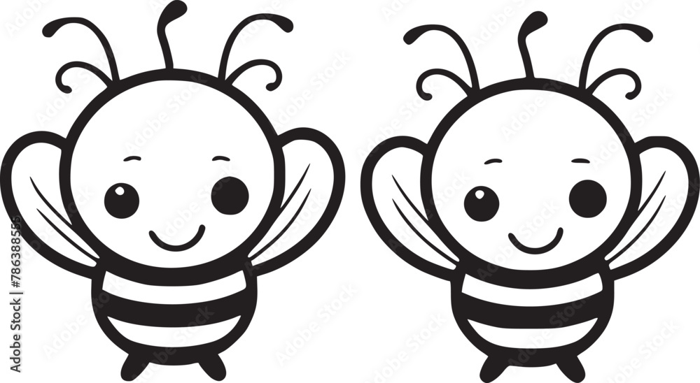 Obraz premium cute bee cartoon and heart sign symbol on white background vector illustration