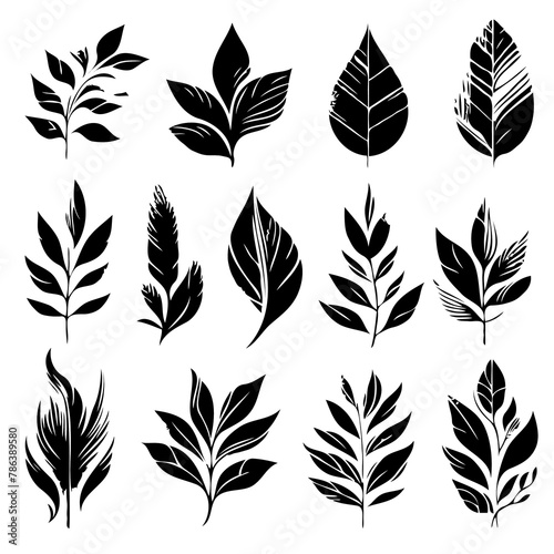 different black and white leaf pattern for nature-inspired designs - Stock vector illustration