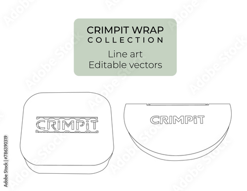 Crimpit wrap maker and sandwich press line drawing outline kitchen utensils and product editable vector collection