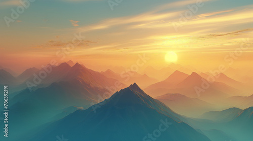 landscape sunrise in the mountains