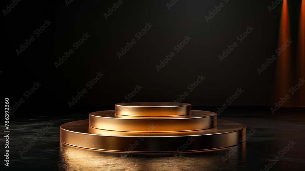 Gold podium with black background , Gold podium with black background for product display and luxury marketing, Gold podium with black background , Gold podium with black background for product display and luxury marketing,