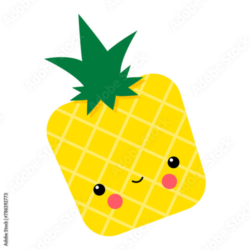 Pineapple, tropical fruit, vector illustration design in japanese kawaii style (ID: 786392773)