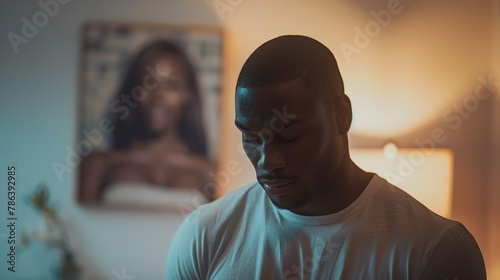 homem negro triste: Foto ilustrativa realista