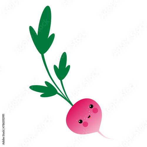 Raddish, vegetable, healthy food, vector illustration design in japanese kawaii style (ID: 786392991)