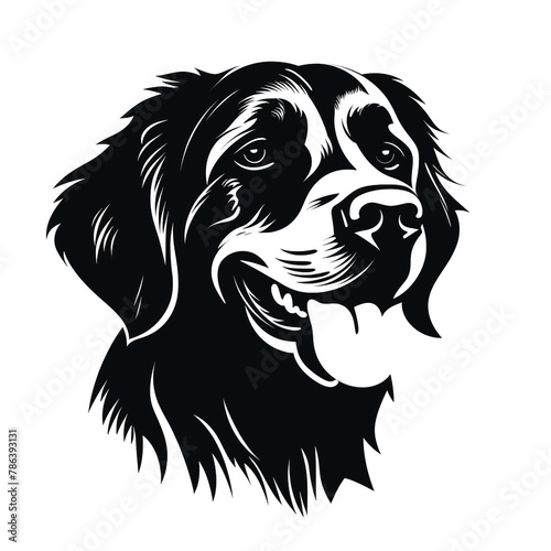 Golden retriever face silhouette  solid black  illustrator  no color  white background   reated with Generative Ai
