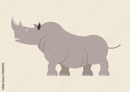 Rhinoceros, animal vector illustration, rare and endangered animal, mammal, wild, Africa, detailed vector file, fully editable, for posters, isolated, clip art, nursery home decor (ID: 786393152)