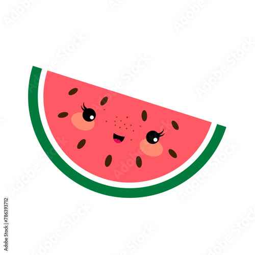 Watermelon, tropical fruit, vector illustration design in japanese kawaii style (ID: 786393712)