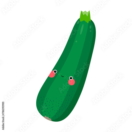 Zucchini, vegetable, green and healthy food, vector illustration design in japanese kawaii style (ID: 786393900)