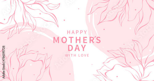 Mother's Day card with flowers in pastel colors and text. Vector illustration design for banner, poster and social media