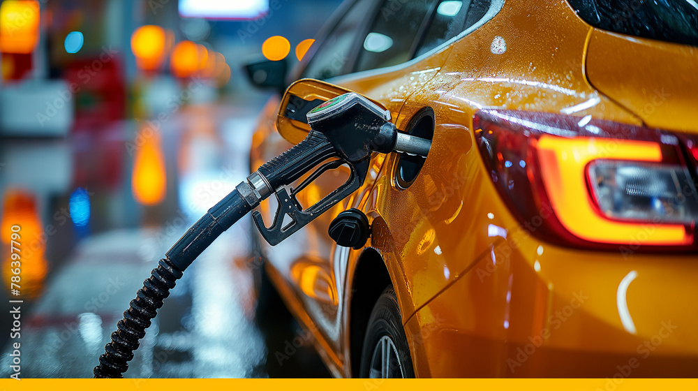 refueling a car with a gas tank refueling a car with a gas tank