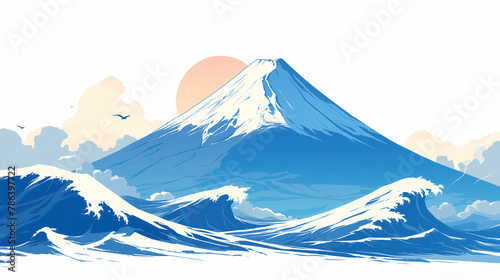 Mountain Fuji, Japan, vector illustration