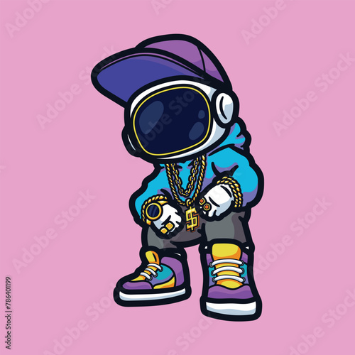 Vector Hip Hop Astronaut Cute Cartoon Illustration