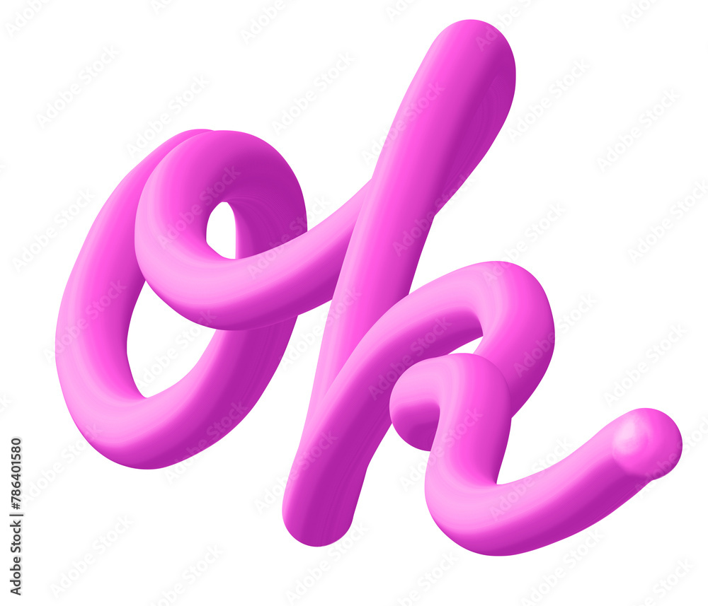 Ok in pink 3D handwriting graphic Ok in pink 3D handwriting graphic