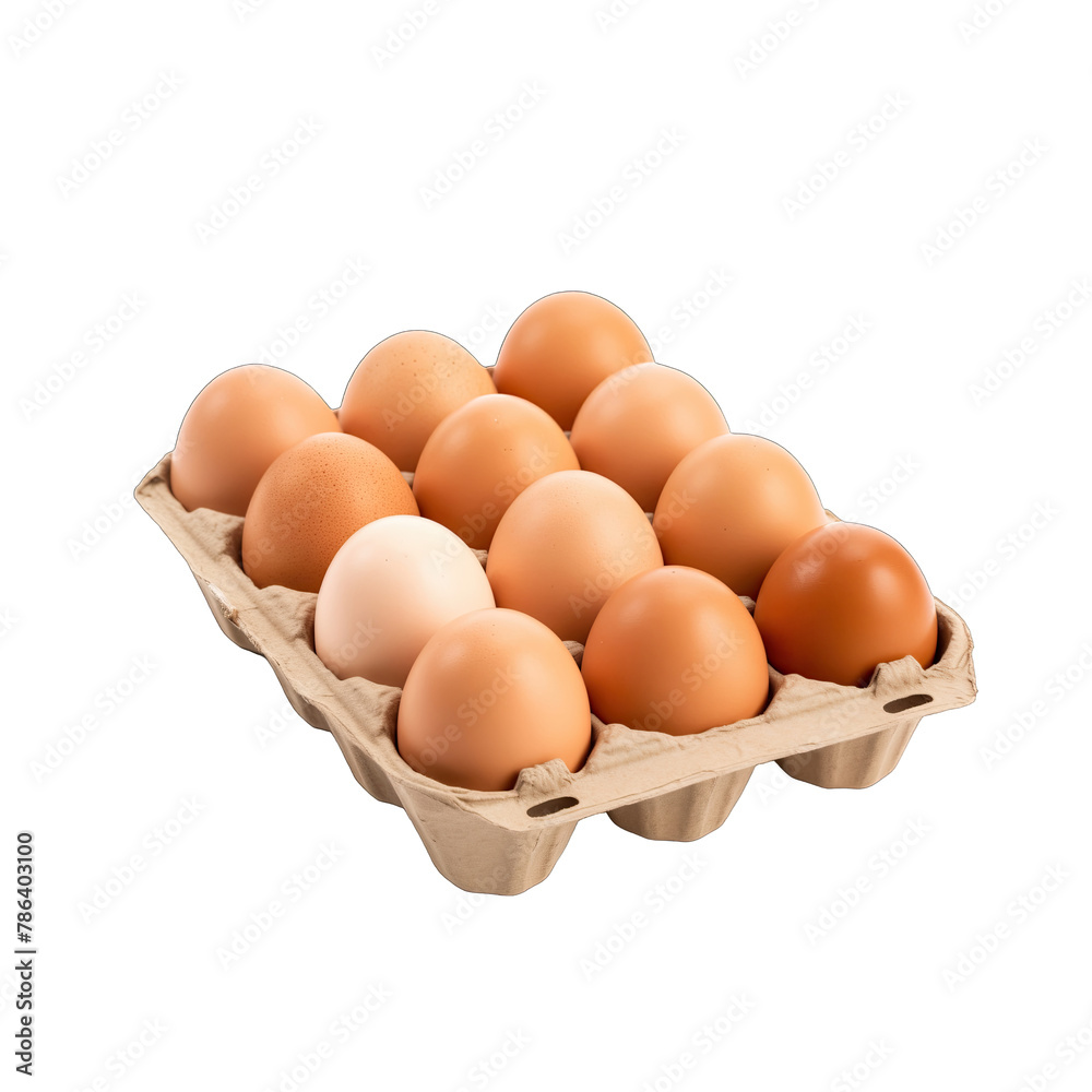 A carton of ten fresh brown eggs SVG isolated on transparent background