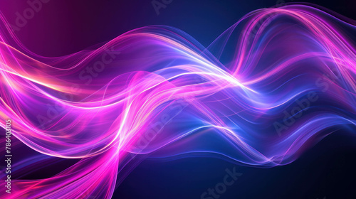 Explore the colorful world of abstract art with vibrant blue  pink  and purple line light effects. AI generative creation with dynamic curves.