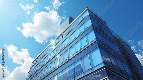 Modern building exterior against blue sky