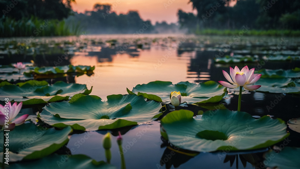 Beautiful pink lotus flower close up in pond at red lotus lake, Udonthani
Beautiful pink lotus flower close up in pond at red lotus lake, Udonthani