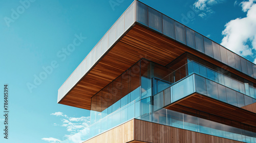 Modern wooden and glass building