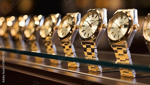 Luxury watch boutique showcasing exquisite timepieces. photo