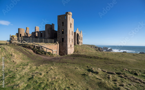 Slains Castle near Cruden Bay in Aberdeenshire, Scotland photo