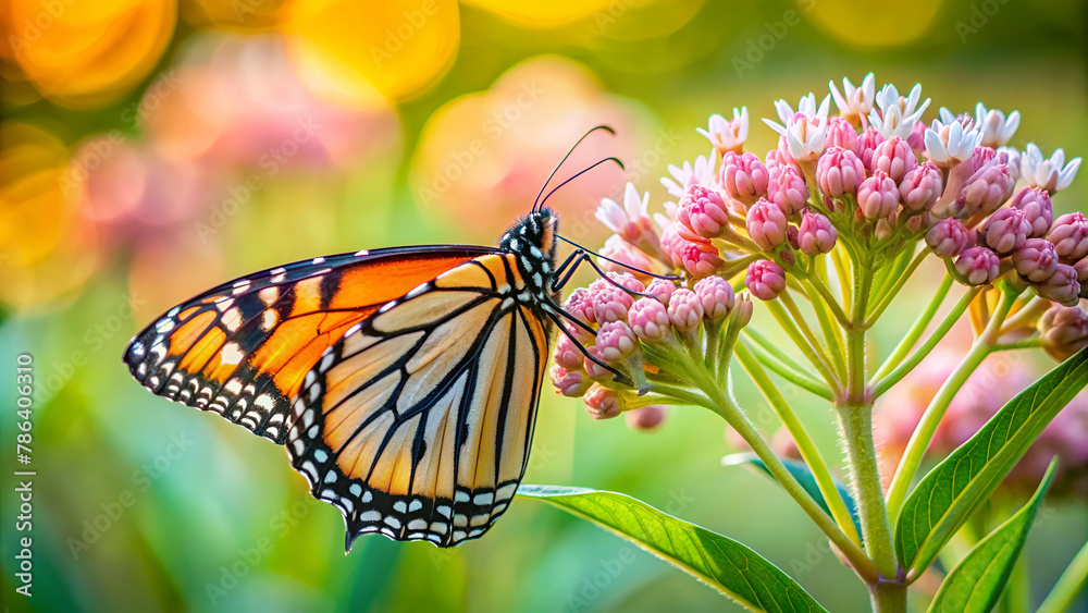 Obraz premium Monarch Butterfly on a milkweed flower