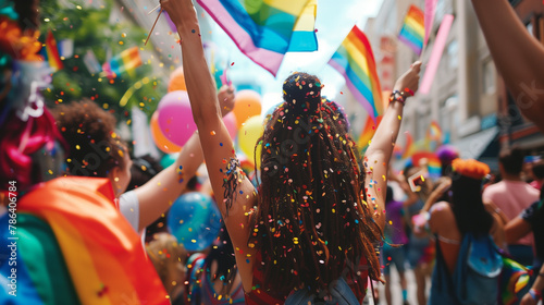 LGBTQ+ rights march; people carrying banners and flags, csd, lgbtqia+