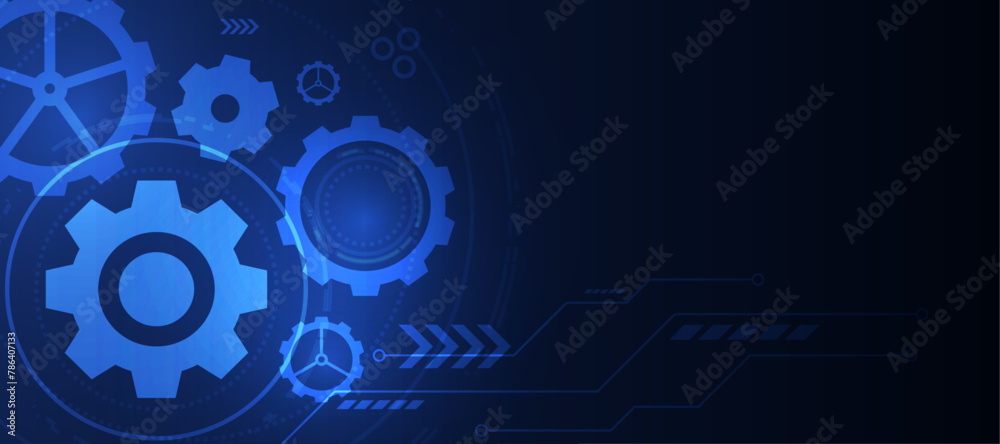 Blue technology background with gear elements