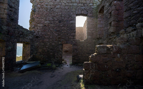 Interior of Slains Castle near Cruden Bay in Aberdeenshire in Scotland