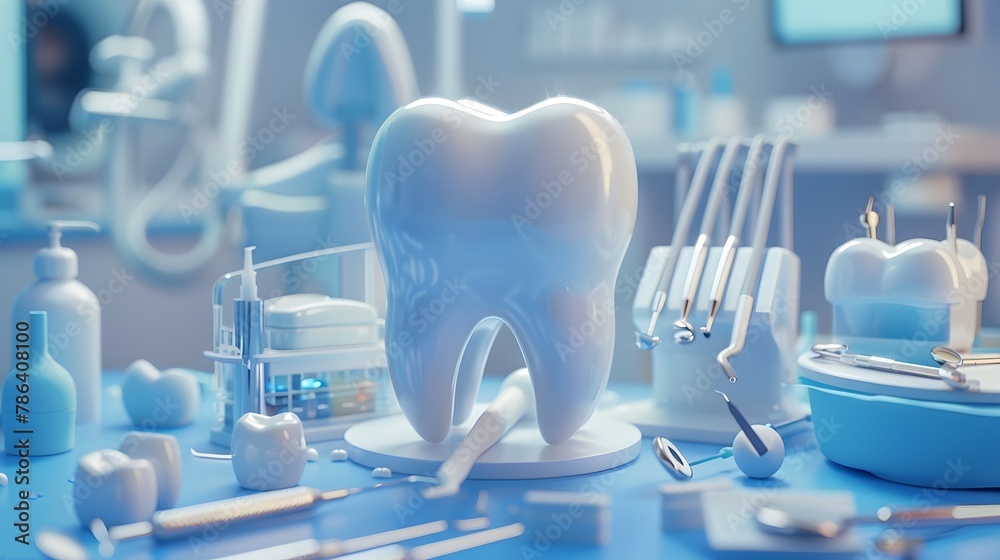 Advanced Dental Care Technology Highlighted by 3D Tooth and Dental Instruments Advanced Dental Care Technology Highlighted by 3D Tooth and Dental Instruments