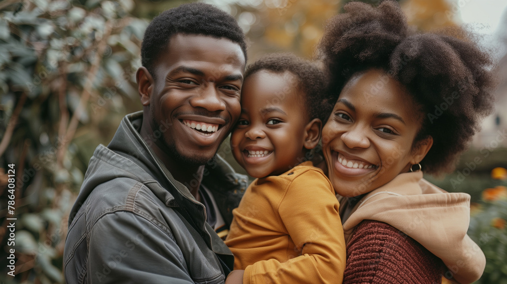 portrait of a happy family outisde at the park