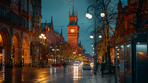 Night view of Red Town Hall Rotes Rathaus photo