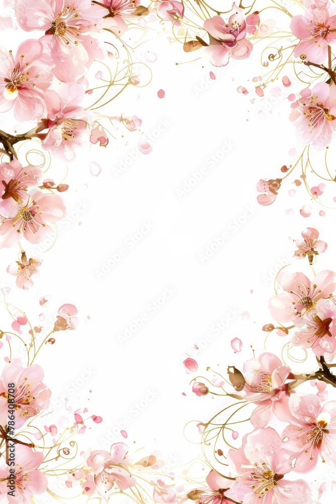 Elegant Cherry Blossoms Wedding Invitation Frame