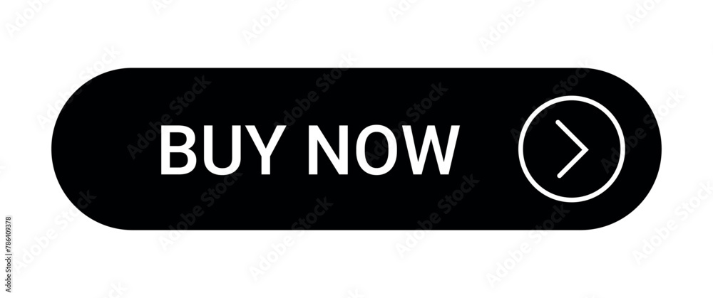 black shop now, buy now button with icon isolated on white background