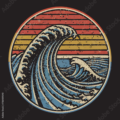 surfing water vector tshirt design and t-shirt graphics with Surfing, minimalist surfing style t shirt design.