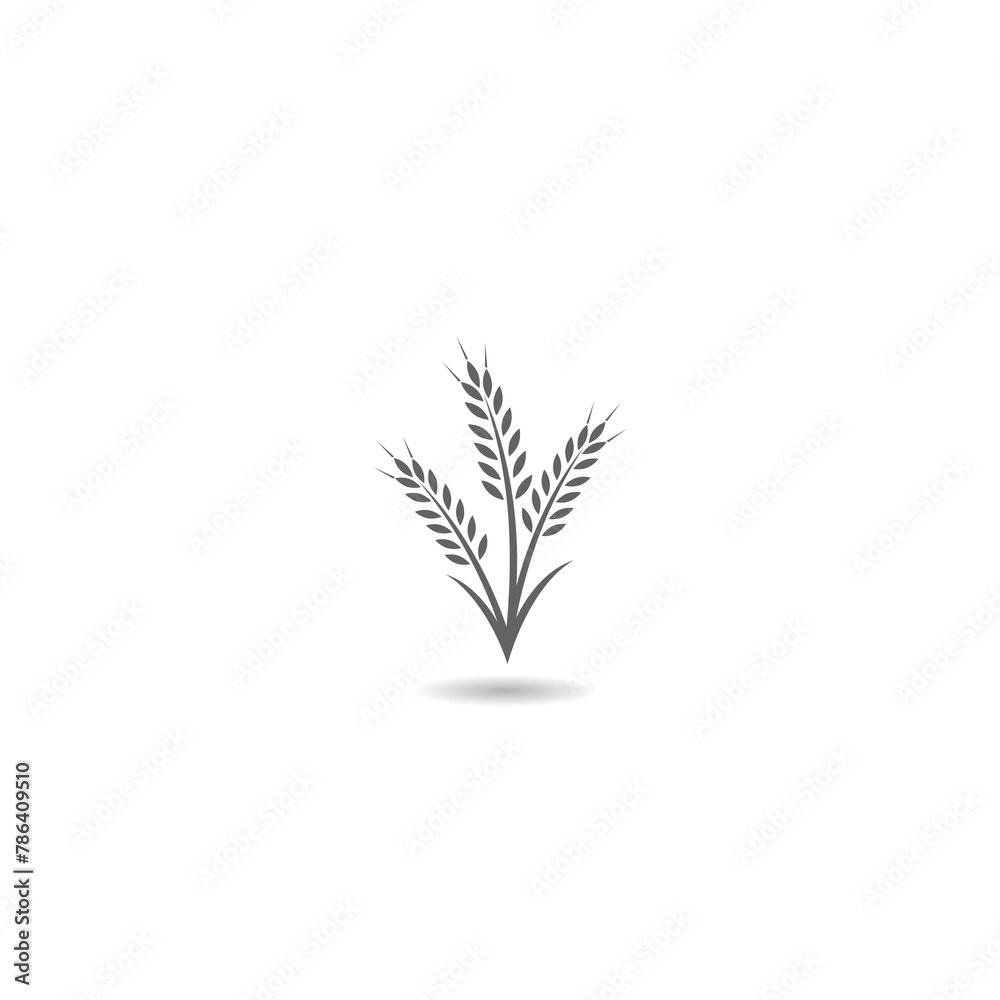 Wheat grain icon with shadow