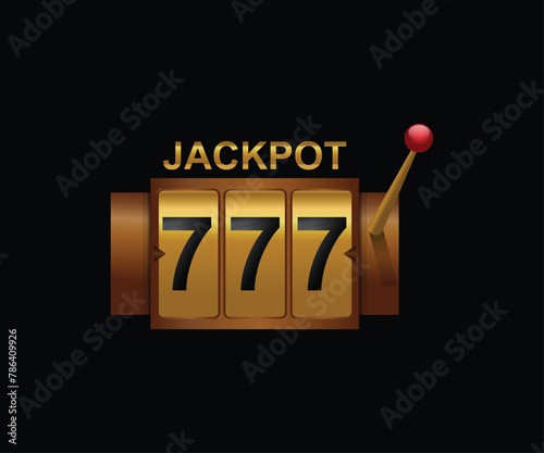 Big win 777 lottery casino concept with slot machine vector illustration