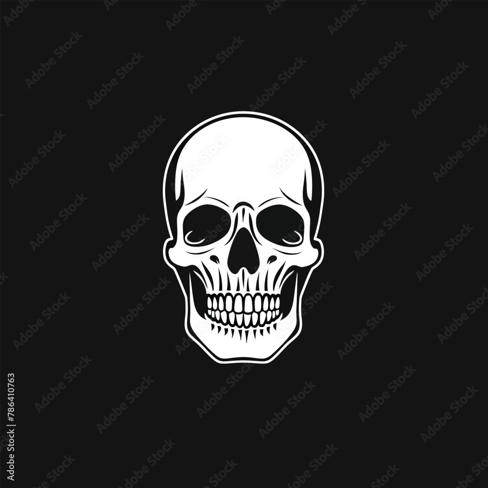 a white skull on a black background