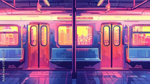 Illustration of train subway doors, evoking the feeling of commuting and the interconnectedness of a city.