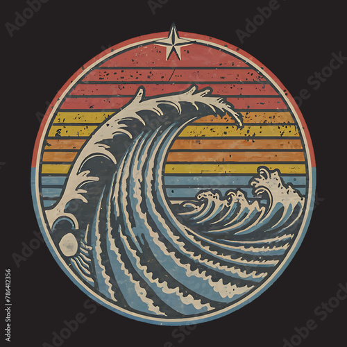 surfing water vector tshirt design and t-shirt graphics with Surfing, minimalist surfing style t shirt design.