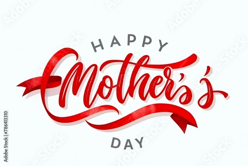 Happy Mother's Day greeting with calligraphy text on white background photo
