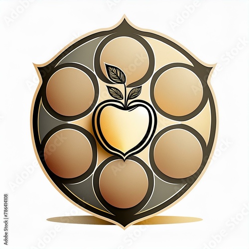 bouclier rond, logo de protection avec une pomme en forme de coeur en ia