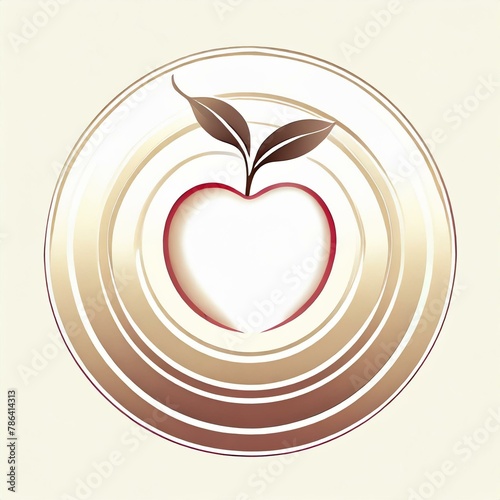 logo d'une pomme stylisée dans un un cercle en ia avec deux feuilles