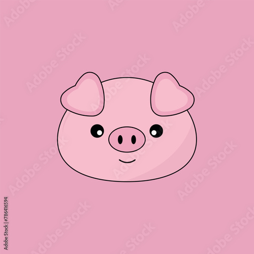 Vector illustration of cute pig cartoon