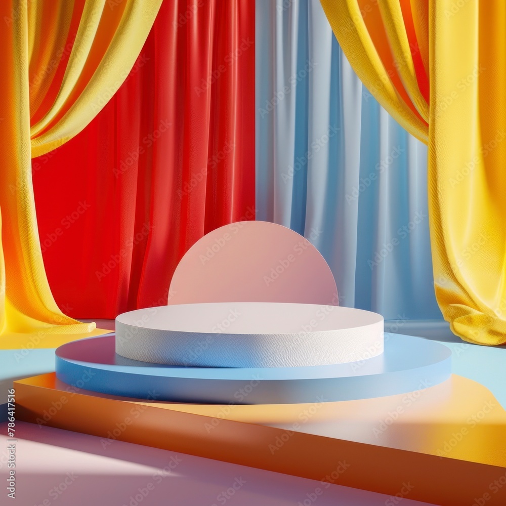 Podium for product demonstration, mesmerizing beautiful modern interior in the background, saturated colors, bright picture Podium for product demonstration, mesmerizing beautiful modern interior in the background, saturated colors, bright picture