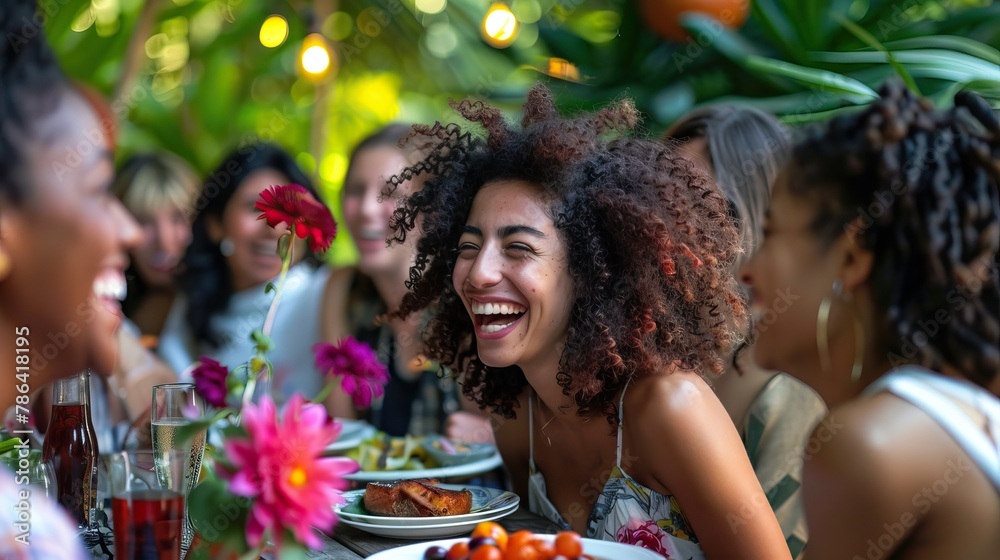 Friends enjoying outdoor party celebration summer holiday