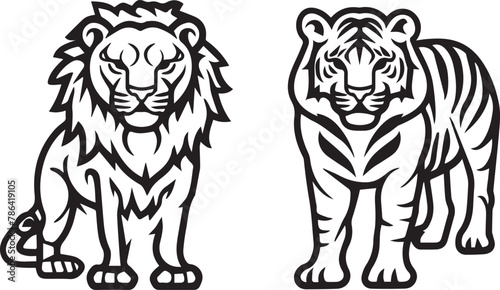 lion and tiger vector