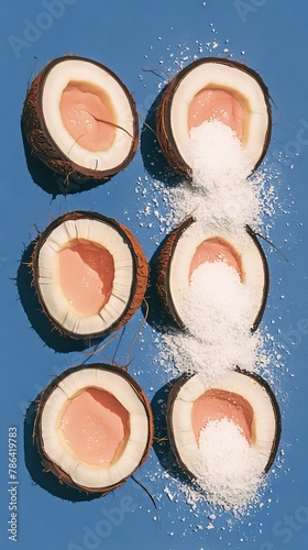 Dynamic image capturing the moment of impact as a coconut breaks open, releasing a splash of fresh coconut water