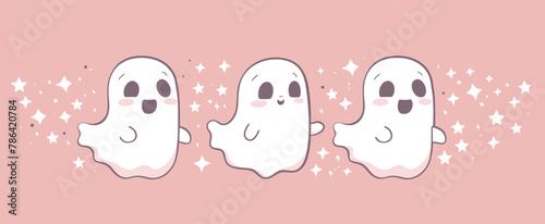 three ghostes standing in the middle of a pink background photo