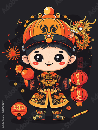 a little girl dressed in a chinese costume