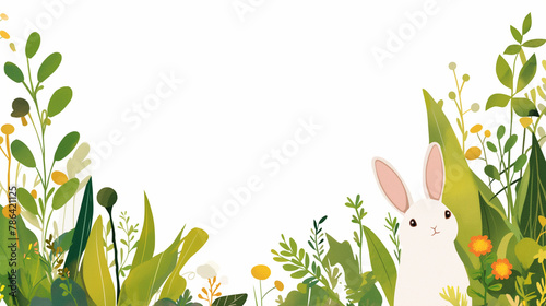 Coelhos e plantas no fundo branco - Ilustração photo
